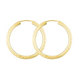 Ohrringe, Creolen, Gelbgold 585 / 14K, Außendurchmesser 30 mm, Breite 2.5 mm, Gewicht ca. 1.7 g