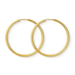 Ohrringe, Creolen, Gelbgold 750 / 18K, Außendurchmesser 40 mm, Breite 2 mm, Gewicht ca. 1.8 g