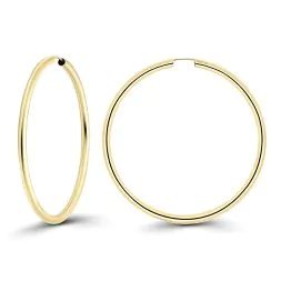 Ohrringe, Creolen, Gelbgold 750 / 18K, Außendurchmesser 50 mm, Breite 2.5 mm, Gewicht ca. 3.4 g