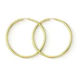 Ohrringe, Creolen, Gelbgold 750 / 18K, Außendurchmesser 60 mm, Breite 2.5 mm, Gewicht ca. 4.17 g