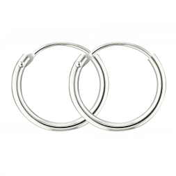 Ohrringe, Creolen, Weißgold 750 / 18K, Außendurchmesser 13 mm, Breite 2 mm, Gewicht ca. 0.5 g.