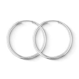 Ohrringe, Creolen, Weißgold 585 / 14K, Außendurchmesser 20 mm, Breite 2 mm, Gewicht ca. 0.7 g