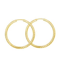 Ohrringe, Creolen mit Muster, Gelbgold 333 / 8K, Außendurchmesser 40 mm, Breite 2.5 mm, Gewicht ca. 1.9 g
