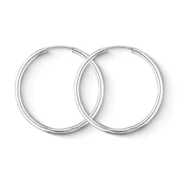 Ohrringe, Creolen, Weißgold 750 / 18K, Außendurchmesser 20 mm, Breite 2 mm, Gewicht ca. 0.9 g