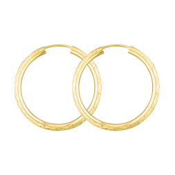 Ohrringe, Creolen, Gelbgold 333 / 8K, Außendurchmesser 40 mm, Breite 2.5 mm, Gewicht ca. 2 g