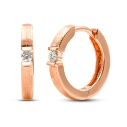 0.06 Karat Diamant Creolen, Rotgold 750 / 18K, Außendurchmesser 13 mm, Breite 2.2 mm, Gewicht ca. 2.37 g