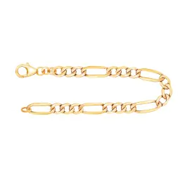 Armband als Figarokette hohl in Gelbgold 585 / 14K, 19 cm lang, 4 mm breit, Gewicht ca. 3.5 g.