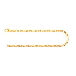 Armband als Tigeraugenkette hohl in Gelbgold 585 / 14K, 19 cm lang, 2,5 mm breit, Gewicht ca. 1.7 g.