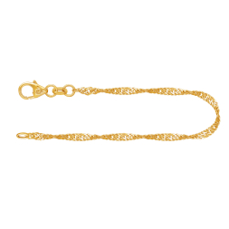Armband als Singapurkette in Gelbgold 375 / 9K, 18.5 cm lang, 2,2 mm breit, Gewicht ca. 1.4 g.