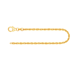 Armband als Ankerkette diamantiert in Gelbgold 585 / 14K, 23 cm lang, 2 mm breit, Gewicht ca. 5.5 g.
