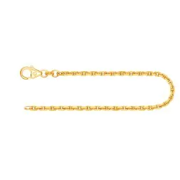 Armband als Ankerkette diamantiert in Gelbgold 750 / 18K, 20 cm lang, 2 mm breit, Gewicht ca. 6 g.