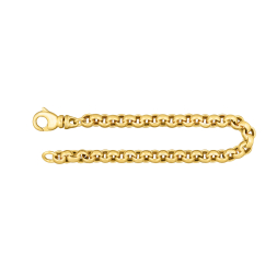 Armband als Erbskette hohl in Gelbgold 585 / 14K, 21 cm lang, 6 mm breit, Gewicht ca. 13.7 g.