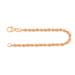 Armband als Kordelkette hohl in Gelbgold 585 / 14K, 25 cm lang, 3,3 mm breit, Gewicht ca. 4.5 g.