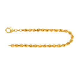 Armband als Kordelkette hohl in Gelbgold 585 / 14 Karat, 17 cm lang, 3.8 mm breit, Gewicht ca. 4 g.
