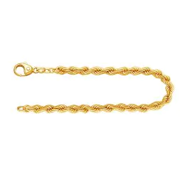 Armband als Kordelkette hohl in Gelbgold 333 / 8K, 19 cm lang, 4,4 mm breit, Gewicht ca. 4.3 g.
