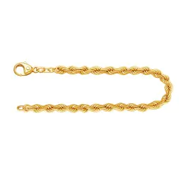 Armband als Kordelkette hohl in Gelbgold 585 / 14K, 20 cm lang, 4.4 mm breit, Gewicht ca. 5.9 g.