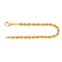 Armband als Kordelkette hohl in Gelbgold 585 / 14 Karat, 17 cm lang, 4.4 mm breit, Gewicht ca. 5 g.
