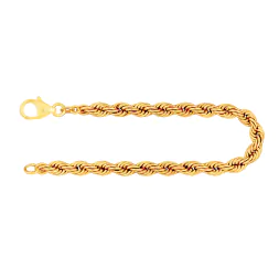 Armband als Kordelkette hohl in Gelbgold 585 / 14 Karat, 20 cm lang, 5 mm breit, Gewicht ca. 7,2 g.