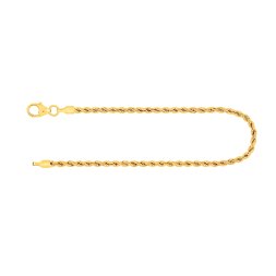 Armband als Kordelkette hohl in Gelbgold 585 / 14K, 18,5 cm lang, 2,1 mm breit, Gewicht ca. 1.4 g.