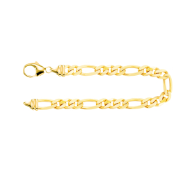 Armband als Figarokette diamantiert in Gelbgold 750 / 18K, 19 cm lang, 5,3 mm breit, Gewicht ca. 15.8 g.