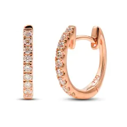 0,21 Karat Diamant Creolen, Rotgold 750 / 18K, Außendurchmesser 12.5 mm, Breite 1.4 mm, Gewicht ca. 1.7 g