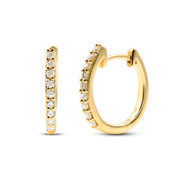 0,16 Karat Diamant Creolen, Gelbgold 750 / 18K, Außendurchmesser 13 mm, Breite 1.5 mm, Gewicht ca. 1.8 g