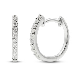 0,16 Karat Diamant Creolen, Weißgold 750 / 18K, Außendurchmesser 13 mm, Breite 1.5 mm, Gewicht ca. 1.7 g