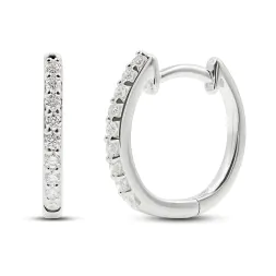 0,16 Karat Diamant Creolen, Weißgold 750 / 18K, Außendurchmesser 13 mm, Breite 1.5 mm, Gewicht ca. 1.7 g