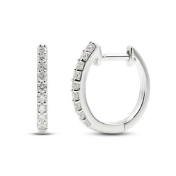 0,21 Karat Diamant Creolen, Weißgold 750 / 18K, Außendurchmesser 13.5 mm, Breite 1.5 mm, Gewicht ca. 1.9 g