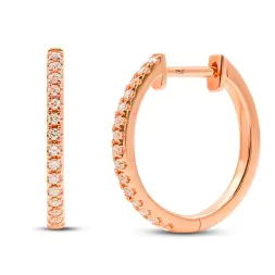 0,12 Karat Diamant Creolen, Rotgold 750 / 18K, Außendurchmesser 14.5 mm, Breite 1.4 mm, Gewicht ca. 1.7 g