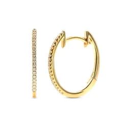 0,12 Karat Diamant Creolen, Gelbgold 585 / 14 Karat, Außendurchmesser 17.5 mm, Breite 1.1 mm, Gewicht ca. 2.1 g.