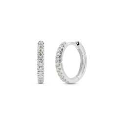 0,13 Karat Diamant Creolen, Weißgold 750 / 18K, Außendurchmesser 11 mm, Breite 11.8 mm, Gewicht ca. 1.5 g