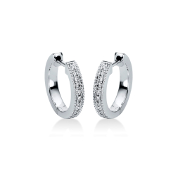 0,15 Karat Diamant Creolen, Weißgold 750 / 18 Karat, Außendurchmesser 11 mm, Breite 1.7 mm, Gewicht ca. 3.1 g.