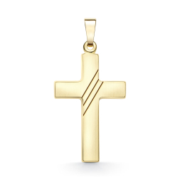 Anhänger Kreuz gesandelt/glanz/diam. , Gelbgold 585 / 14K, Höhe 21 mm, Gewicht ca. 0,89 g