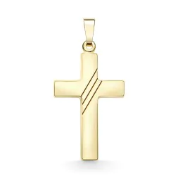 Anhänger Kreuz gesandelt/glanz/diam. , Gelbgold 585 / 14K, Höhe 21 mm, Gewicht ca. 0,89 g