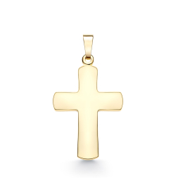 Anhänger Kreuz glanz , Gelbgold 585 / 14K, Höhe 20 mm, Gewicht ca. 0,97 g