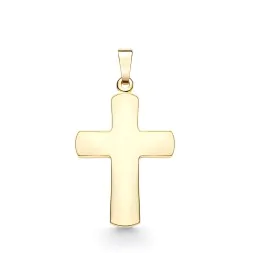 Anhänger Kreuz glanz , Gelbgold 585 / 14K, Höhe 20 mm, Gewicht ca. 0,97 g