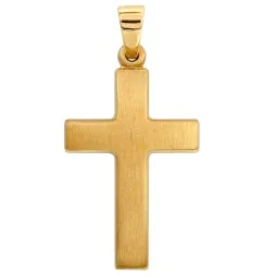Anhänger Kreuz seidenmatt, Gelbgold 585 / 14K, Höhe 18 mm, Gewicht ca. 0.68 g