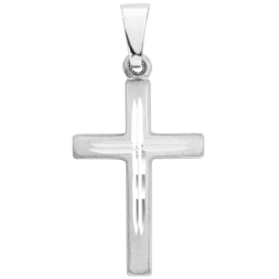 Anhänger Kreuz seidenmatt, Weißgold 585 / 14K, Höhe 21.0 mm, Breite 14.0 mm, Gewicht ca. 0.71 g