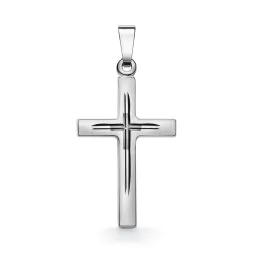 Anhänger Kreuz seidenmatt Weißgold