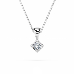 Diamantanhänger in 0,08 Karat, Weißgold 585 / 14 Karat, mit einer 585ger Goldkette, Gewicht ca. 1,5 g.