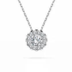0,1 Karat Diamant Anhänger Weißgold 585 (14K) mit Goldkette 45 (42+3) cm, für Damen