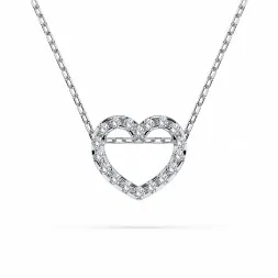 0,09 Karat Diamant Anhänger Herz Weißgold 585 (14K) mit Goldkette für Damen