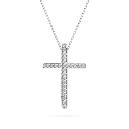 0,14 Karat Diamant Anhänger Kreuz Weißgold 585 (14K) mit Goldkette für Damen