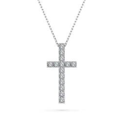 0,2 Karat Diamant Anhänger Kreuz Weißgold 585 (14K) mit Goldkette 45 (40+5) cm, für Damen