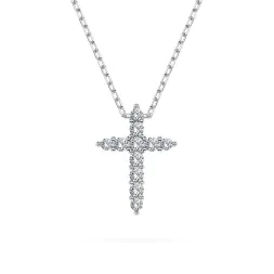 0,09 Karat Diamant Anhänger Kreuz Weißgold 585 (14K) mit Goldkette für Damen
