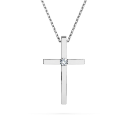 Diamantanhänger in 0,03 Karat, Weißgold 585 / 14 Karat, mit einer 585ger Goldkette in 45 (42+3) cm lang, Gewicht ca. 2 g.