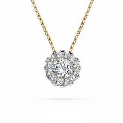 0,1 Karat Diamant Anhänger Gelbgold 585 (14K) mit Goldkette für Damen