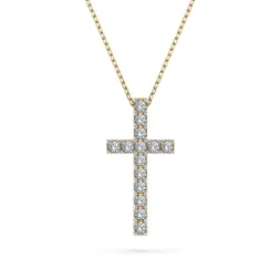 0,2 Karat Diamant Anhänger Kreuz Gelbgold 585 (14K) mit Goldkette für Damen