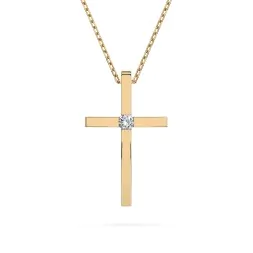 Diamantanhänger in 0,03 Karat, Gelbgold 585 / 14 Karat, mit einer 585ger Goldkette in 45 (42+3) cm lang, Gewicht ca. 2 g.